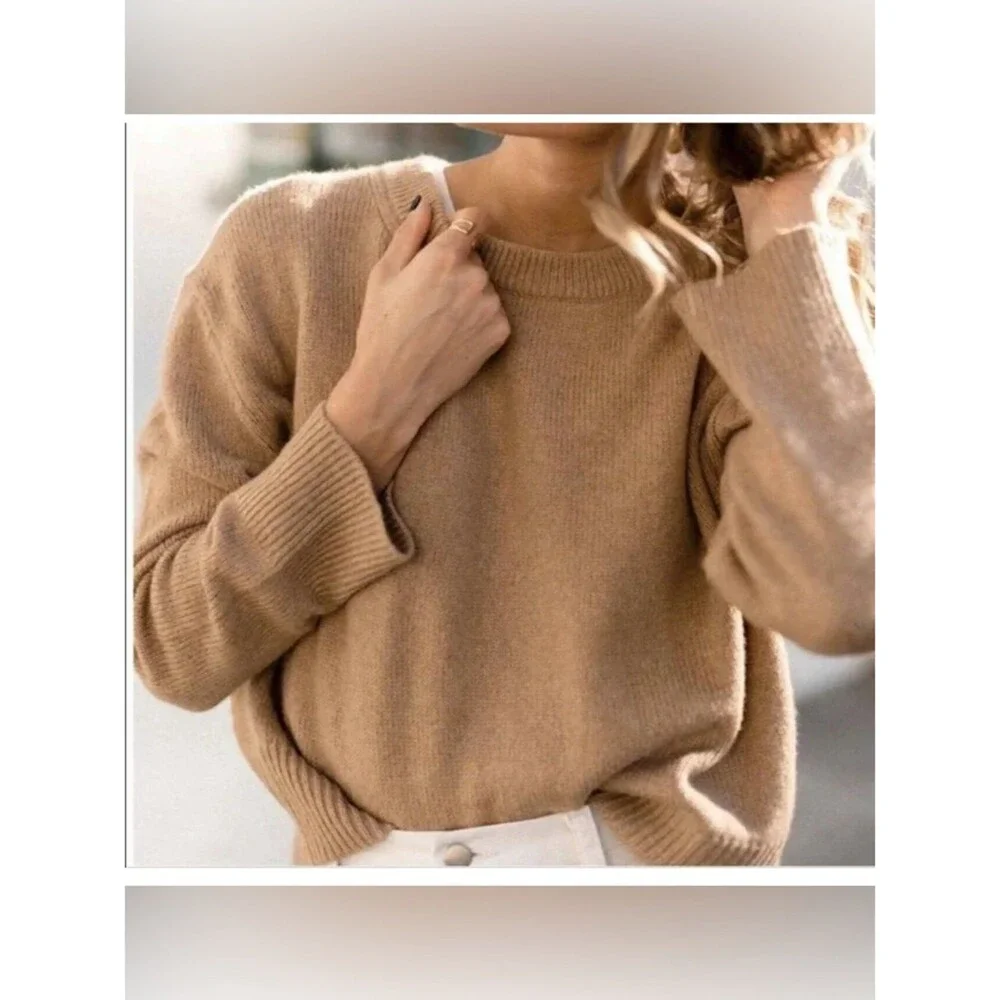 Jenni Kayne Atlas Merino Wool Cashmere Crew Neck Pullover Sweater Size Medium